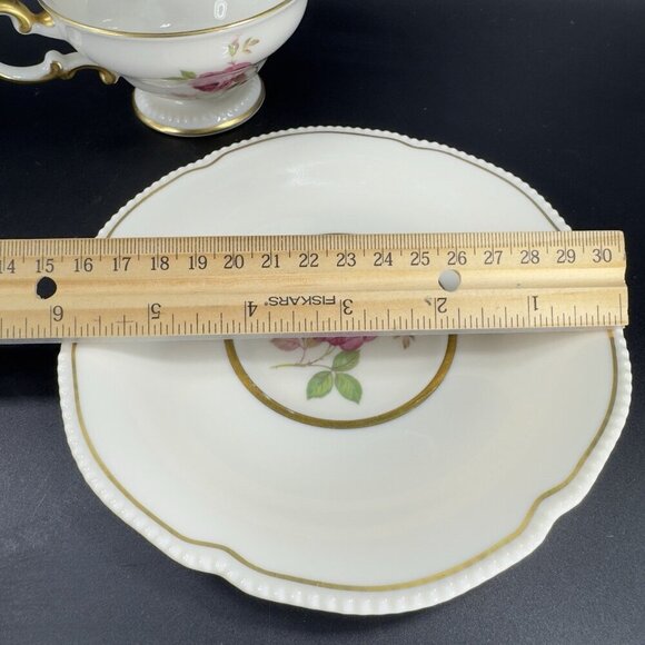 Vintage Castleton China Dolly Madison USA Ivory Pink Rose Teacup And Saucer Set - Picture 3 of 14